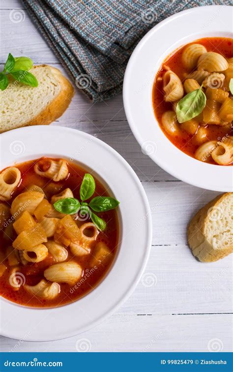 Tomato Soup With Pasta Stock Image Image Of Italian 99825479
