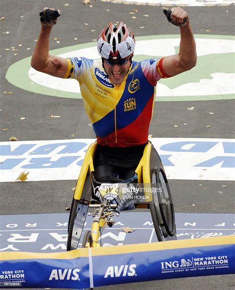 Ernst Van Dyk Of South Africa Wins The Mens Wheelchair Division Of