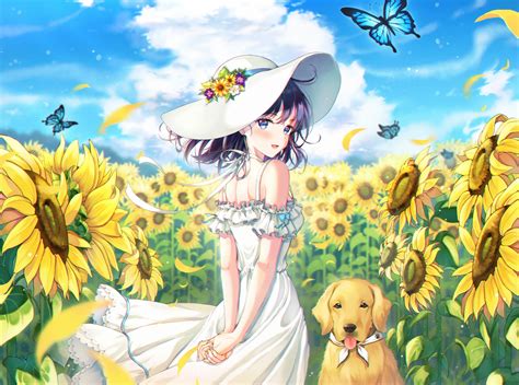 Download 3000x2230 Anime Girl Summer Dress Dog