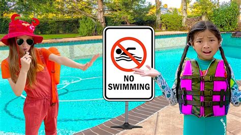 Emma And Lyndon Learn About Swimming Pool Rules 🏊 🌞kids Swim For