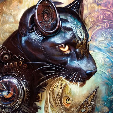 Whimsical Realistic Steampunk Black Panther · Creative Fabrica