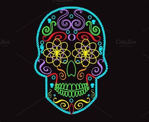 Skull Vector Neon Color By Ralelav On Creativemarket Business