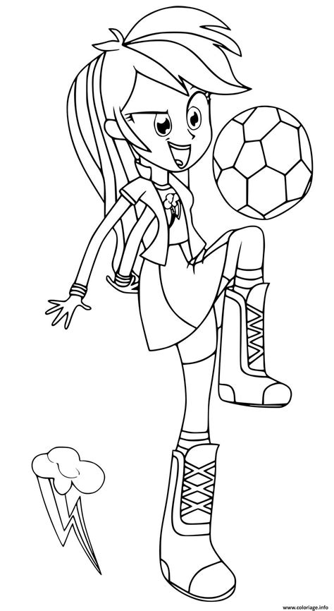 Coloriage Equestria Girls Rainbow Dash Playing Football Dessin