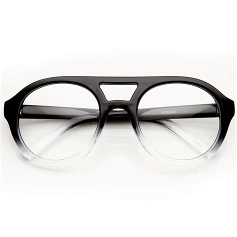 Retro Bold Thick Frame Round Clear Lens Aviator Glasses Ebay