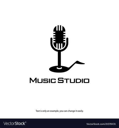 Music Record Studio Logo Microphone And Note Icon Vector Image