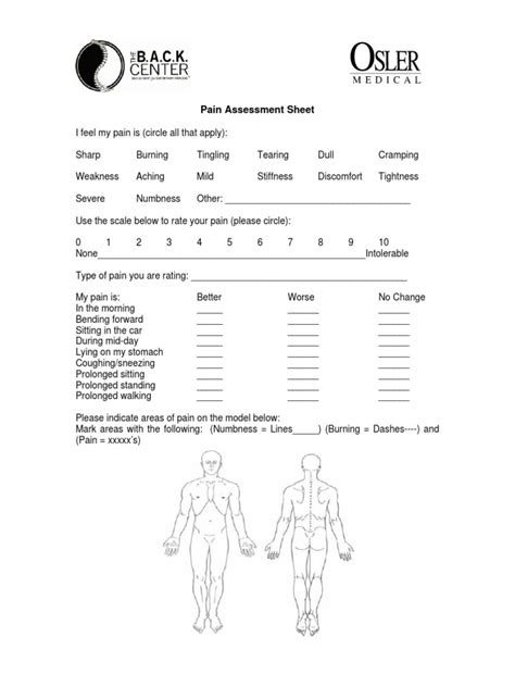 Pain Assessment Sheet