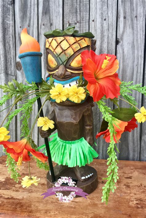 Summer Tiki Decoration Tiki Centerpiece Floral Arrangement Etsy