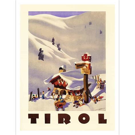 Tirol Austria Vintage Art Deco Ski Poster