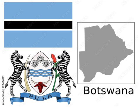 Botswana Flag National Emblem Map Stock Vector Adobe Stock