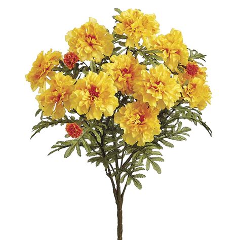 18″ marigold bush x7 yellow silk flower depot