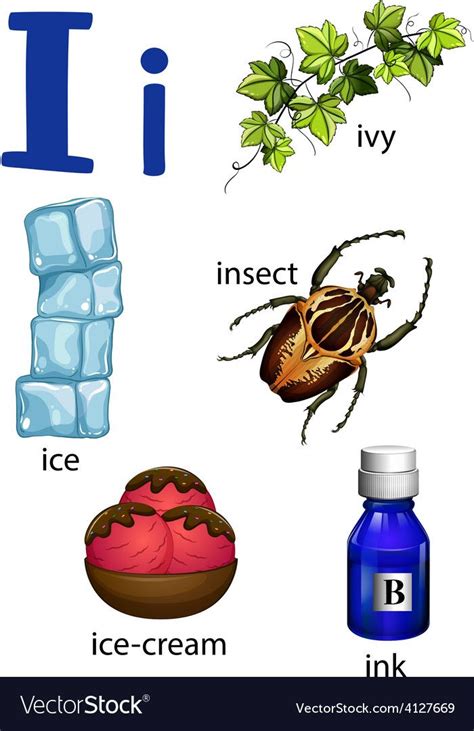 Things that start with the letter I Royalty Free Vector  Preschool