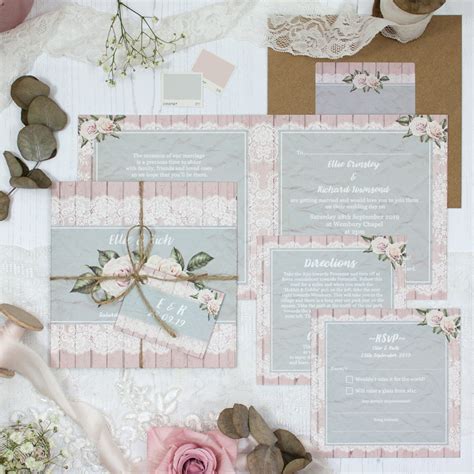 Powder Rose Wedding Invitation Sample Sarah Wants Stationery