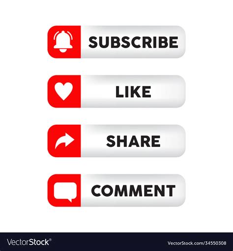 Subscribe Like Share And Comment Button Symbol Vector Image