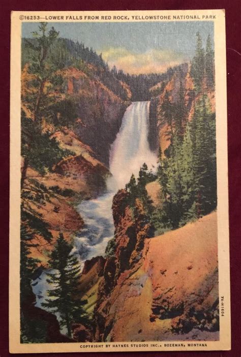 Postcards is an outdoor sculpture in st. Vintage Linen Postcard Lower Falls Yellowstone Nat Park ...