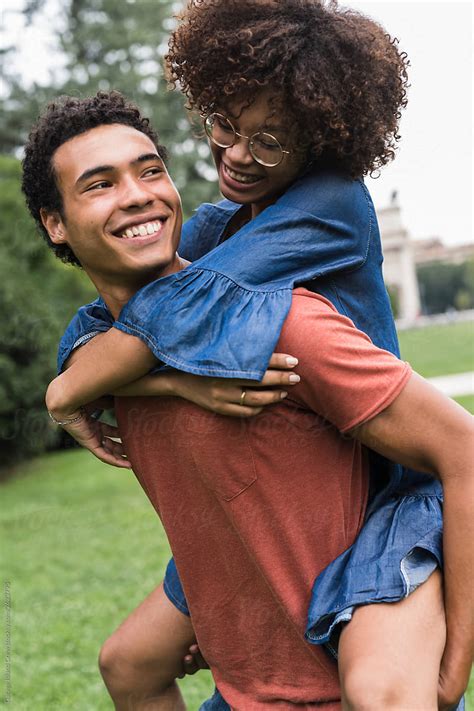 Happy Young Black Couple In The Park Stock Image Everypixel