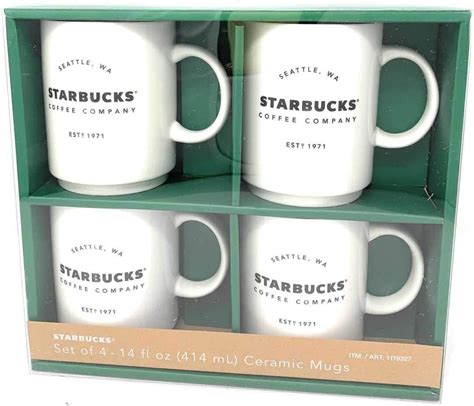 Starbucks Coffee Company Ceramic Coffee Mugs 4 Pack 404ml 14oz