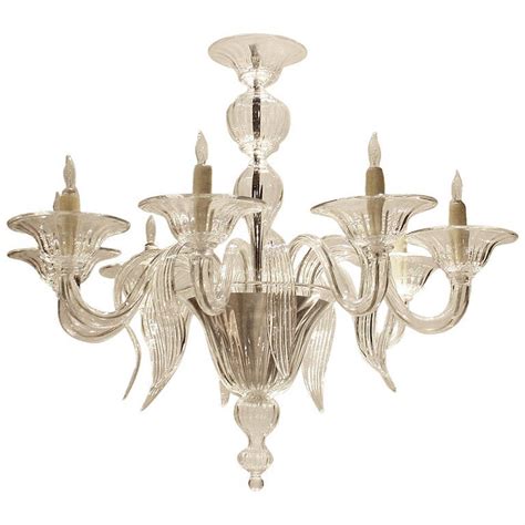 4 crystal chandelier glass clear panel pane white snow flame ice panels light. Clear Murano Glass Chandelier, circa 1940 at 1stdibs