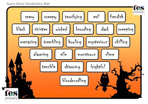 Vocabulary Mats With A Scaryhalloween Theme 24 Themed Words Included