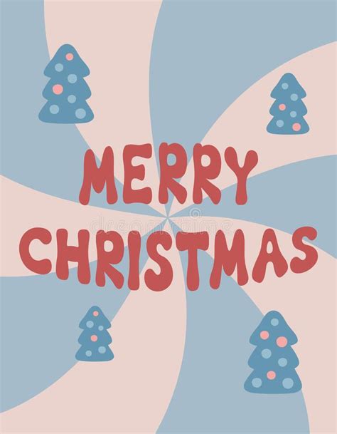 Merry Christmas Groovy Greeting Card Text In 60s 70s Style Retro