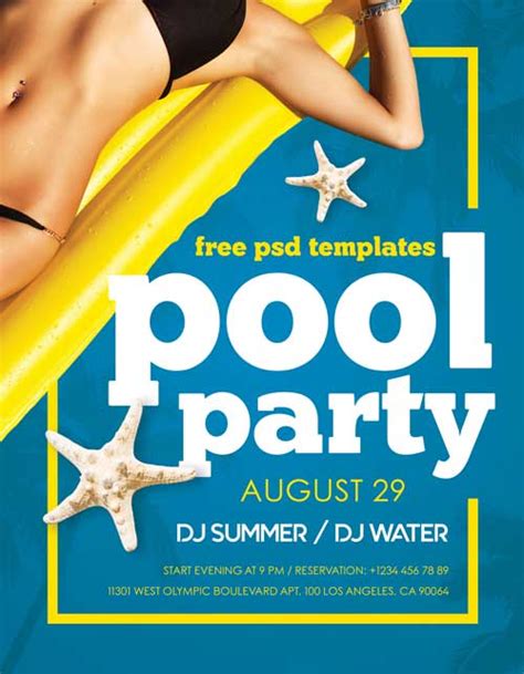 Summer Pool Party Flyer Template Hq Printable Documents