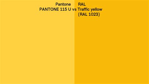 Pantone 115 U Vs Ral Traffic Yellow Ral 1023 Side By Side Comparison