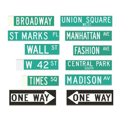 New York City Street Sign Cutouts 12 Pc Oriental Trading New