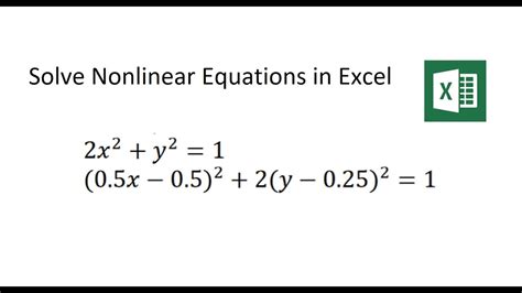 Solve Nonlinear Equations With Microsoft Excel Youtube