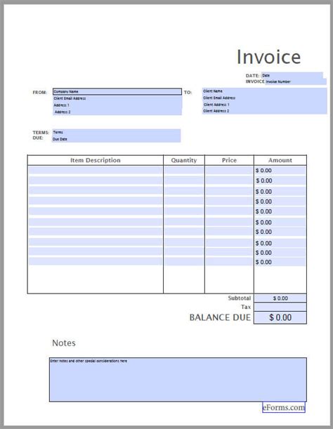 Free Printable Invoice Template Word Pdf Bonsai