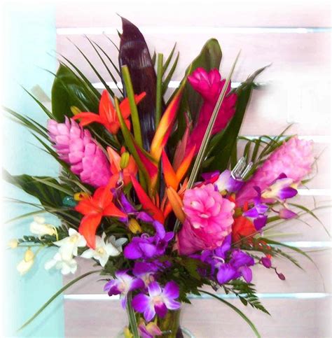 Color Scheme Ideas Tropical Flower Arrangements Tropical Wedding