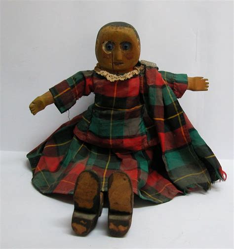 Antique 19th Century Wooden Doll Dressed In Scottish Clothes 154 Tall