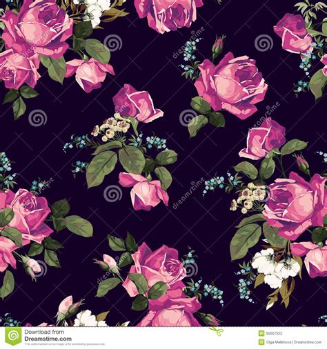 See if you can find a background for your next project. Seamless Floral Pattern With Pink Roses On Dark Background ...