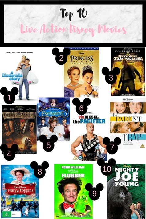 You will find both disney animated movies and non animated movies as well. Stephanie Kamp: Top 10 Non-Animated Disney Movies