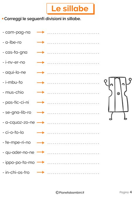 Esercizi Sulla Divisione In Sillabe Per La Scuola Primaria