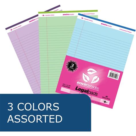 Roaring Spring Enviroshades Recycled Legal Pads Pack X Sheets Assorted