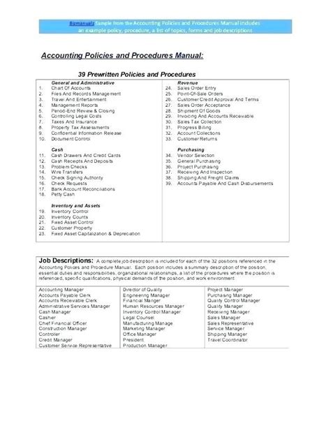 Free Office Procedures Manual Template Business Model Template