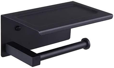 Matte Black Toilet Paper Holder With Shelf Sus 304 Stainless Steel