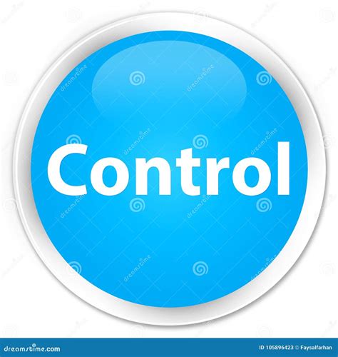 Control Premium Cyan Blue Round Button Stock Illustration