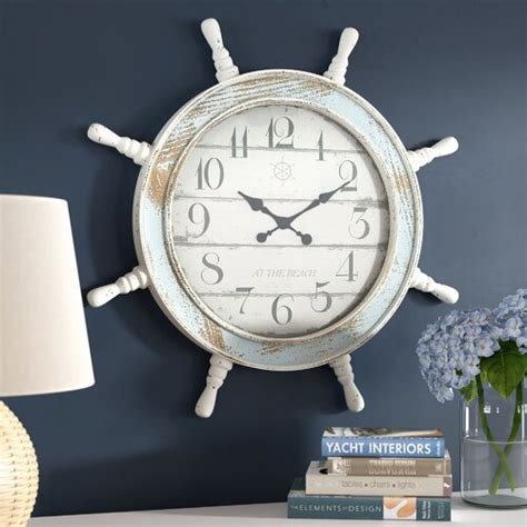 Beachcrest Home Oversized Distressed Nautical Anchor 15 Wall Clock