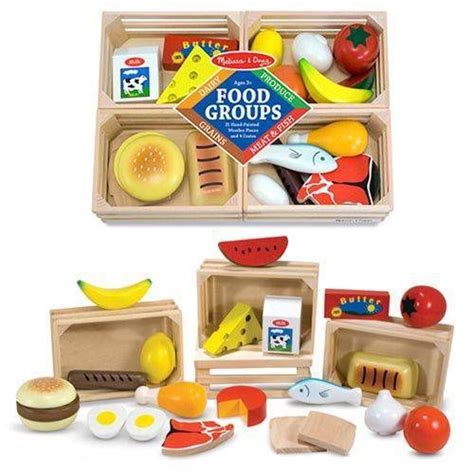 Melissa And Doug Food Groups Wooden Play Set Group Meals Five Food