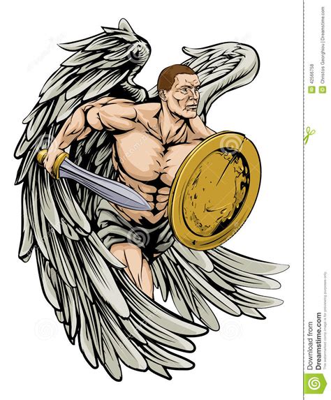 Sword And Shield Angel Stock Vector Illustration Of Athletic 42566758