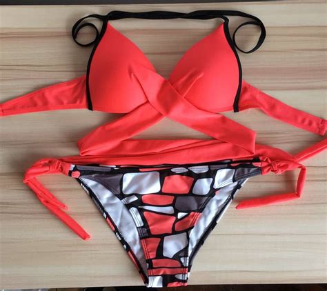 Sexy Cross Bikini Sets Swimsuit Watermelon Red Bikini 2018 Push Up Bikini Bikini Set Women