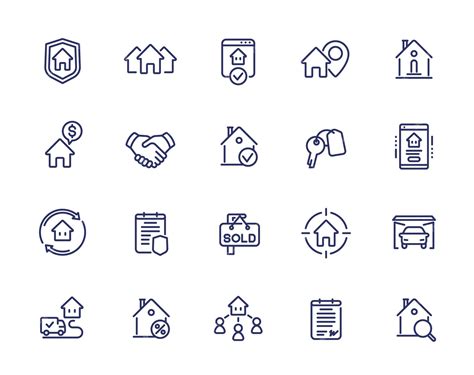 Premium Vector | Real estate line icons tenants houses for rent