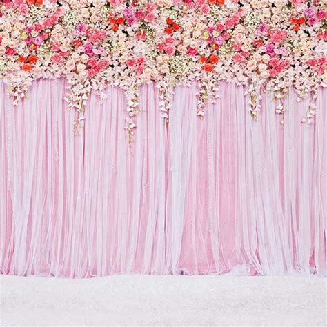 Digital Printed Colorful Roses Pink Curtain Wall Wedding Floral