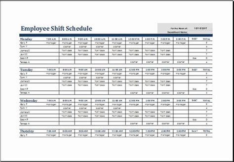 8 Hour Shift Schedule Template Lovely Employee Shift Schedule Template