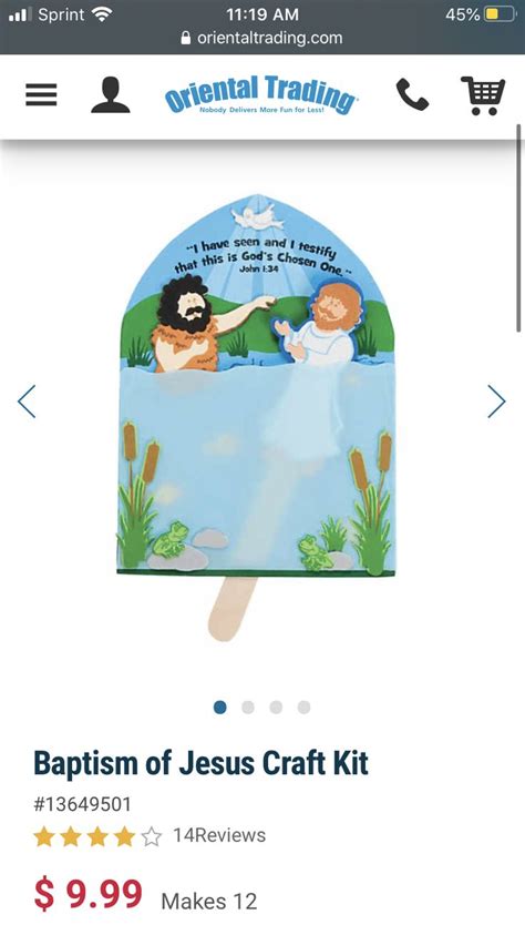 Baptism Of Jesus Craft Kit Oriental Trading In 2020 Jesus Crafts