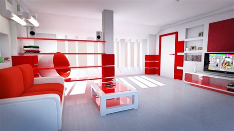 Free Download Best Decoration Wallpaper Red White Living Room