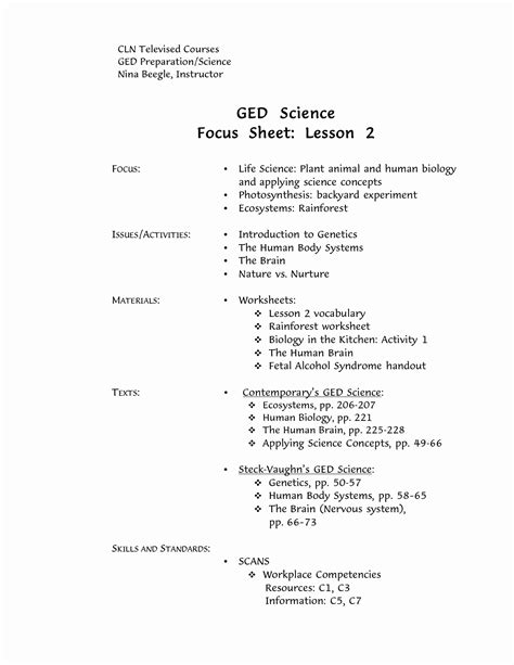 Printable Ged Science Practice Worksheets Printable Worksheets