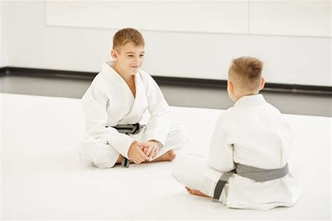 Dos Muchachos Haciendo Karate Foto Premium