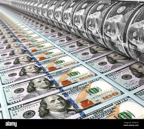 Money Printing 100 Us Dollar Banknotes Stock Photo Alamy