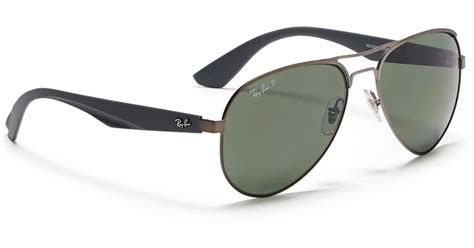 Ray Ban Titanium Frame Plastic Temple Aviator Sunglasses In Gray For